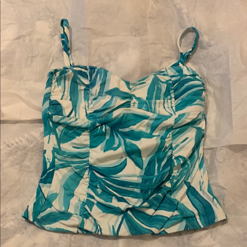 Tommy Bahama Teal and White Swim Top